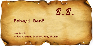 Babaji Benő névjegykártya